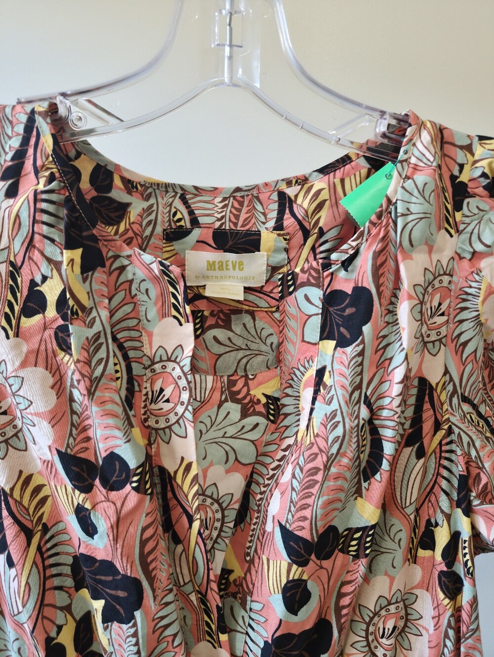 Maeve by Anthropologie Floral Tropical Midi Dress Women's Small Pink Boho Tiered - Picture 4 of 5